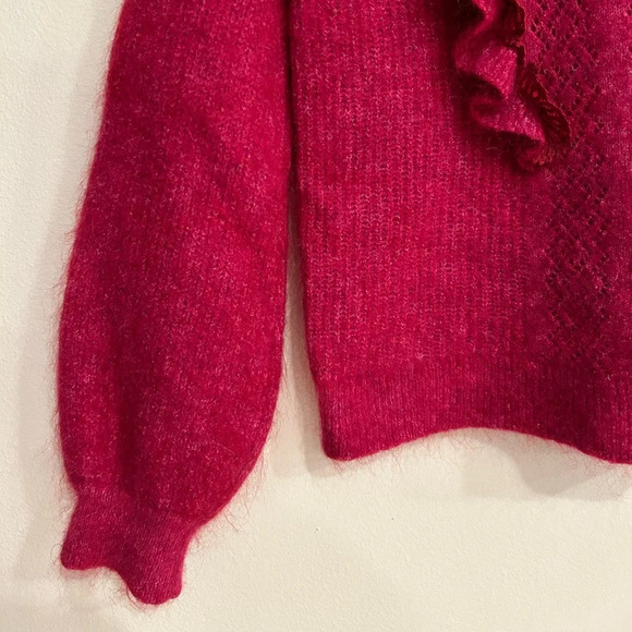 SEZANE kid mohair/wool ruffle ballon sleeve sweater size  M - Picture 7 of 8